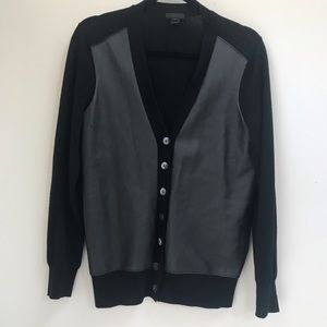 J. Crew Leather and Merino Wool Cardigan